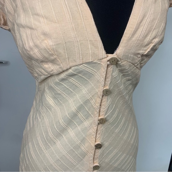 Free People 100% Cotton Peach Button Down Summer Maxi Dress Size Medium - Picture 2 of 6